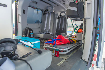 Interior of emergency medical helicopter
