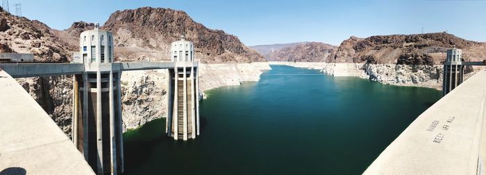 Panoramic view of dam against sky