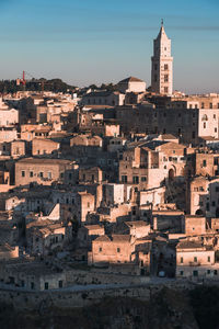 High angle view of buildings in city