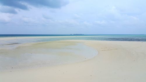 Scenic view of sea against cloudy sky