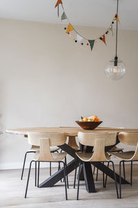 Empty chairs and table at home