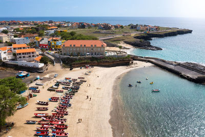 High angle view of beach against sky