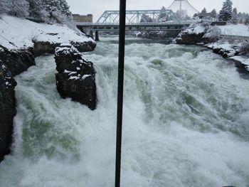 Frozen water in winter