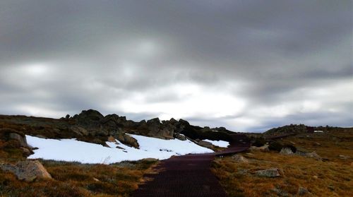 Scenic view of land against sky