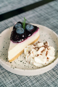 Close-up of dessert in plate on table