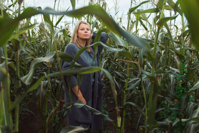 Young woman walking at countryside