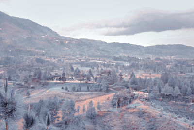 High angle view of landscape against sky