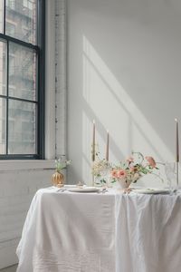 Potted plant on table at home