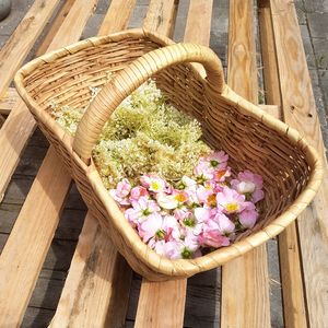 High angle view of wicker basket