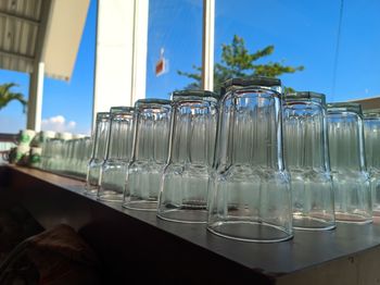 Close-up of glass bottles