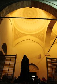 Low angle view of illuminated built structure