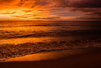 Scenic view of sea against sky during sunset