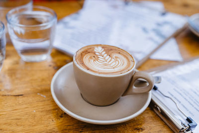 Coffee cup on table