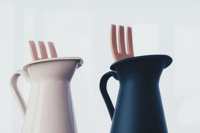 Close-up of coffee cup against white background