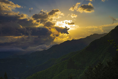 Scenic view of dramatic sky during sunset