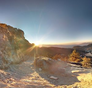 Scenic view of landscape against sky during sunset