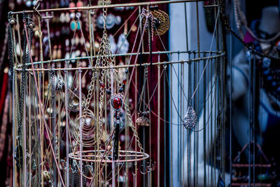 Close-up of jewelries for sale in store