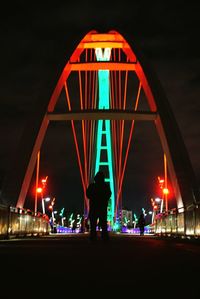 Night view of illuminated tunnel