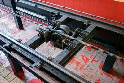 High angle view of railroad track