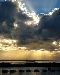 Scenic view of sea against dramatic sky