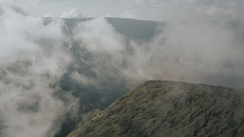 Scenic view of volcanic mountain