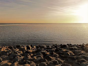 Scenic view of sea during sunset