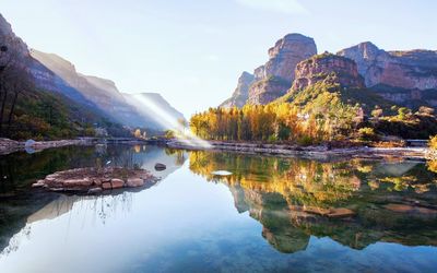 Reflection of mountain in lake