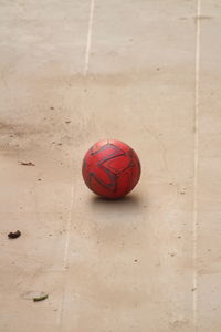 High angle view of soccer ball on field