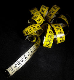 High angle view of text written on black background