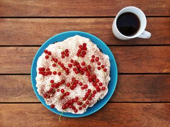 High angle view of breakfast served on table