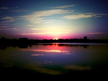 Scenic view of lake during sunset