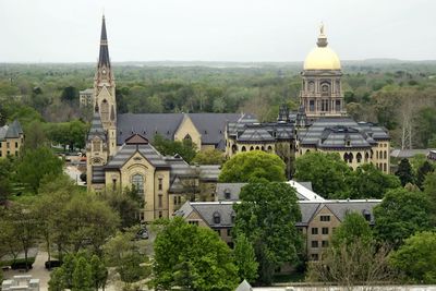 High angle view of buildings in city