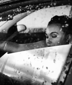 Portrait of woman in car