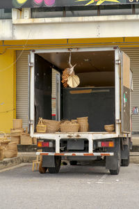 Rear view of man working at home