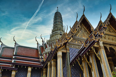 Low angle view of temple building against sky