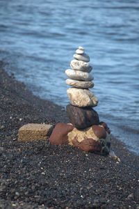 Close-up of pebbles on beach