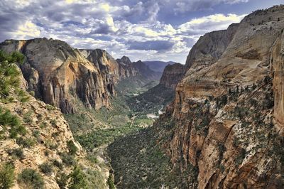 Scenic view of mountains against sky