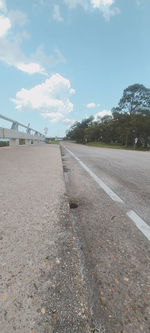 Surface level of road against sky