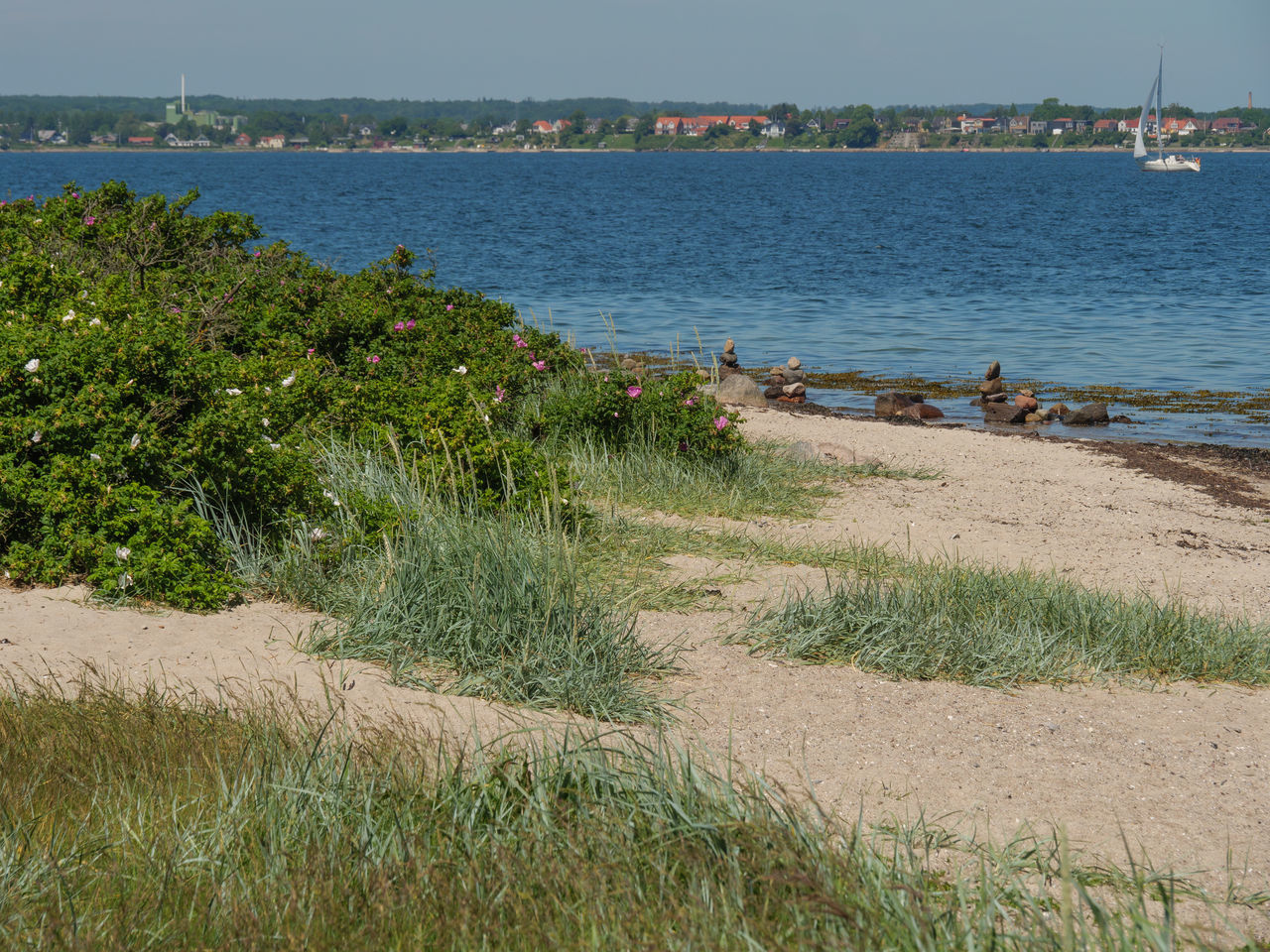 SCENIC VIEW OF SEA SHORE AGAINST SKY