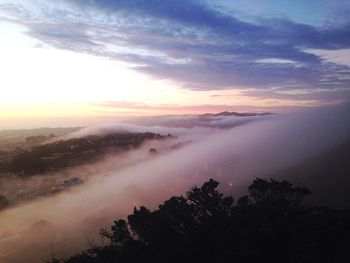 Scenic view of landscape against sky at sunset