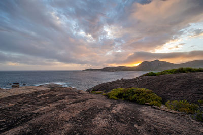 Scenic view of sea against sky during sunset