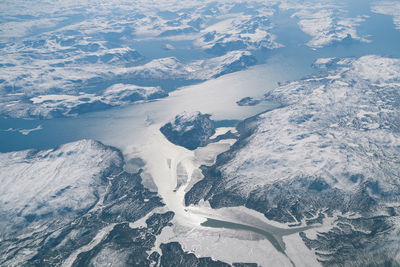 Aerial view of snow covered mountain