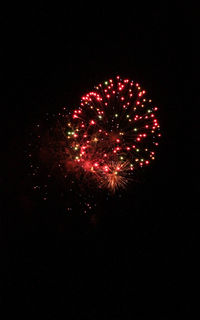 Low angle view of firework display at night