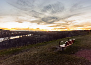 Scenic view of landscape against sky during sunset