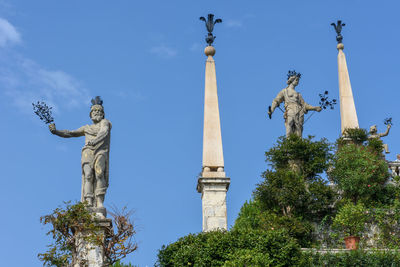 Low angle view of statue against sky