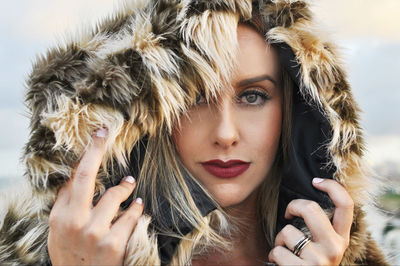 Close-up portrait of beautiful woman