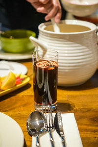 Close-up of preparing food on table