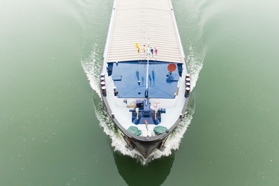 High angle view of ship in sea