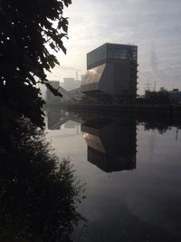 Reflection of city on water