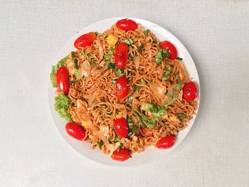 Directly above shot of meal served in plate